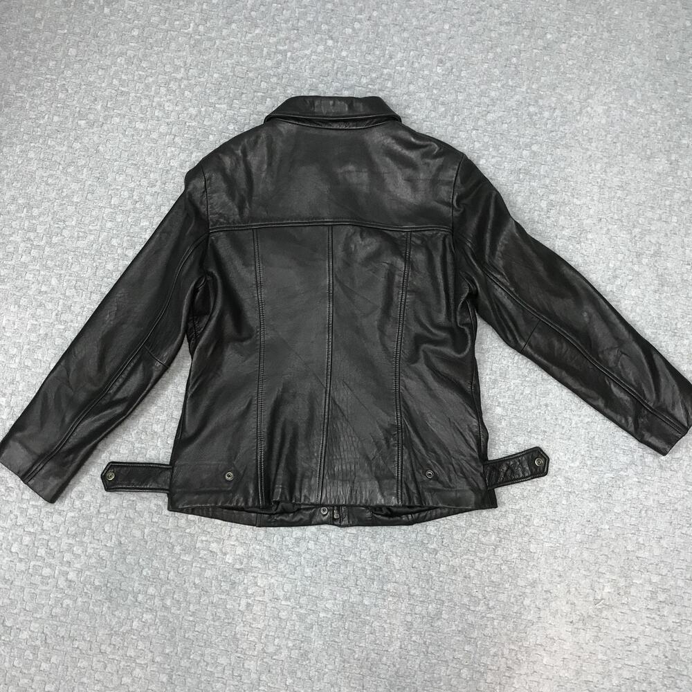 Jones New York Jacket Womens Medium Black Genuine Leather Pockets Style 38949 - Picture 8 of 12